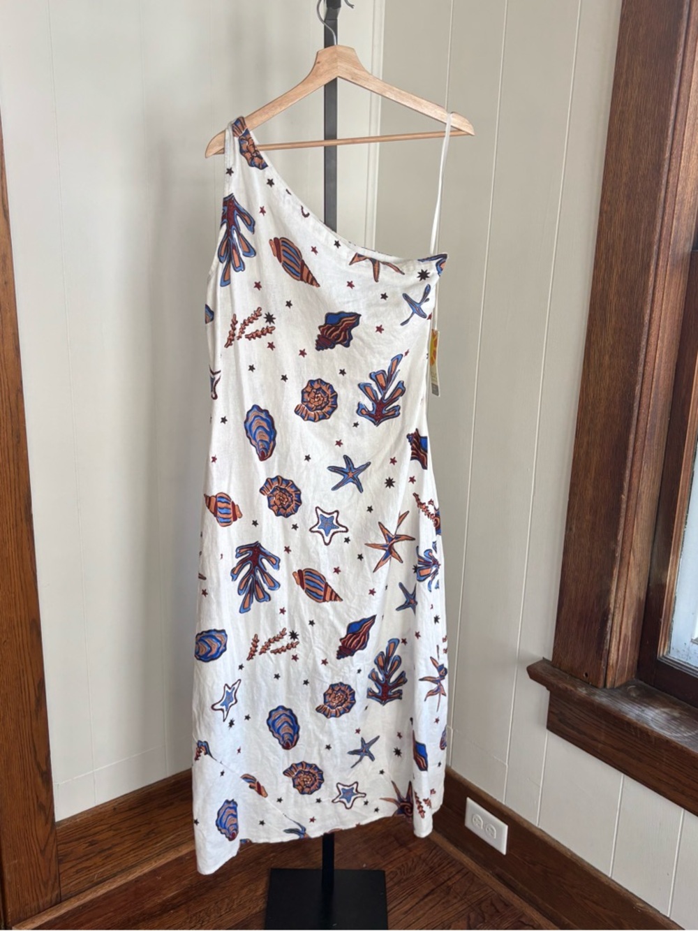 C&C California Maxi Dress Linen Blend Women’s L Seashell Resortwear Beach NWT
